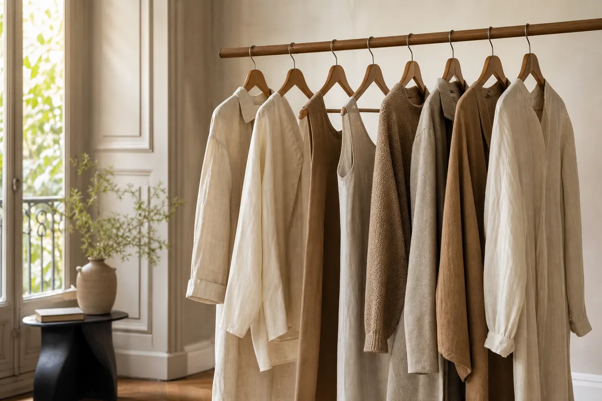 Penderie minimaliste avec cintres espacés pour une garde-robe capsule